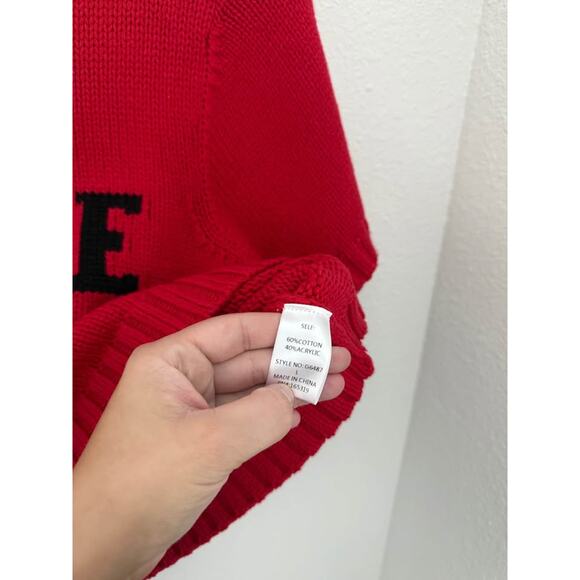 Day + Moon Collegiate Game Day Deep Red Cropped Sweater Top NEW Sz L - Picture 5 of 8